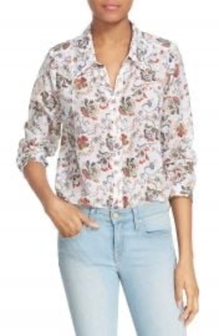 Joie Silk Blend Paisley Multicolor Button Up Long Sleeve Top Size XS